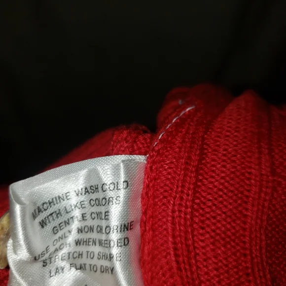 Caribbean Joe red cable knit button down cardigan sweater Womens Large - Picture 2 of 7